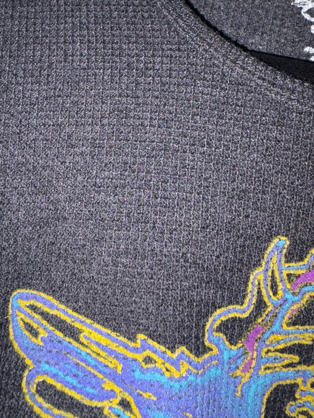 Boys Lie Goodbye and good riddance waffle knit grey cropped T shirt sz Med - Picture 6 of 6